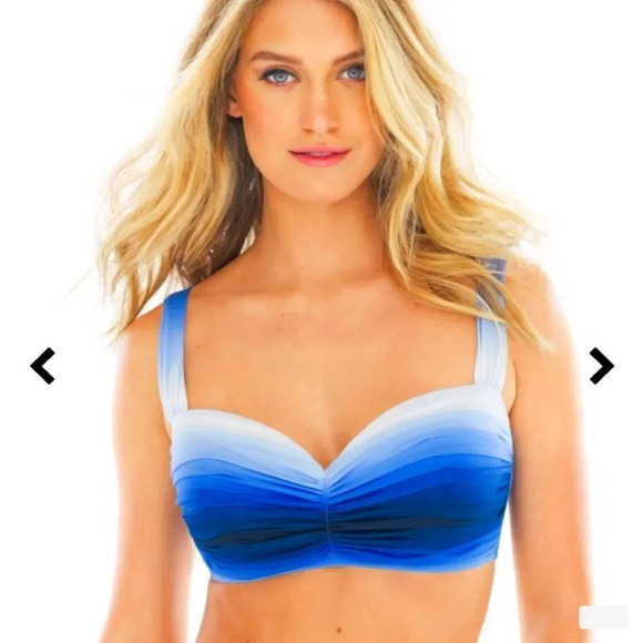 Bleu Rod Beattie Women's Shirred Underwire blue ombre Bikini D-Cup Top size 38 - Picture 10 of 12